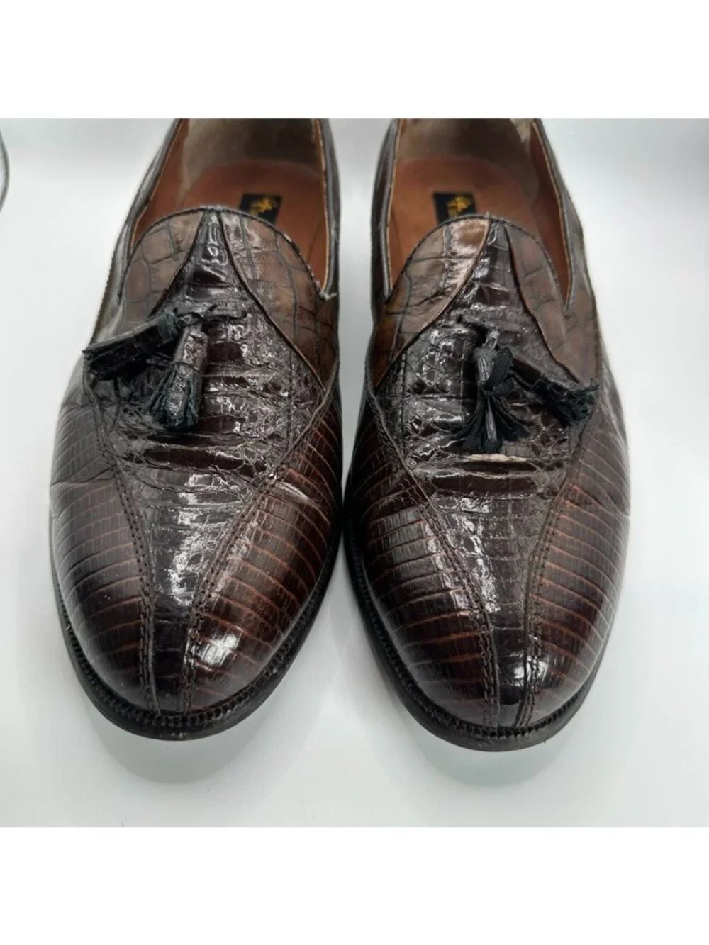 Stacy Adams Loafers Dress Shoes Mens Size 10.5 M Genuine Snake Leather Brown